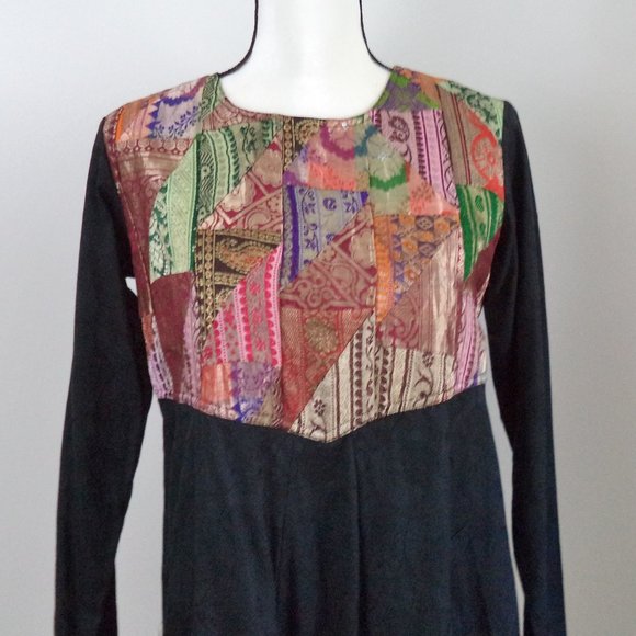 J.Peterman Company patchwork gypsy peasant full midi maxi dress Fits XS to Small - Picture 1 of 10